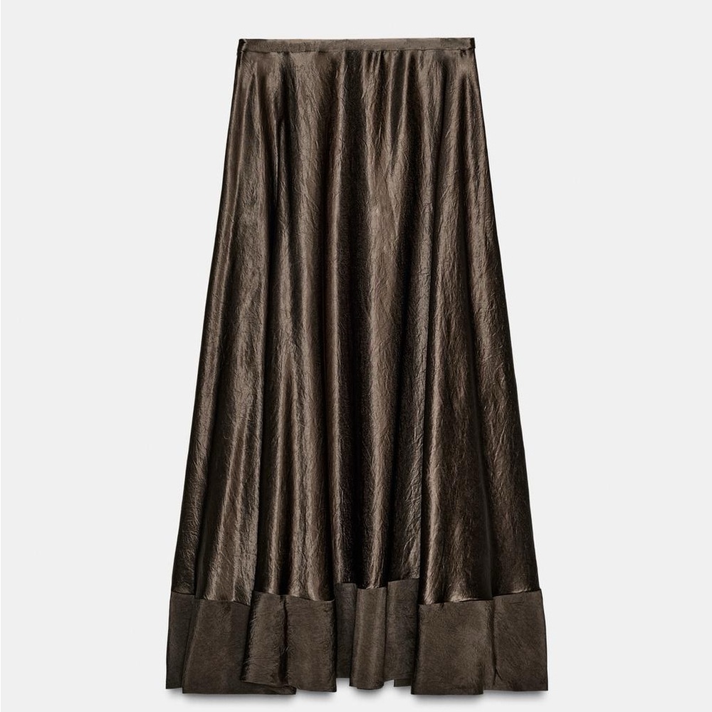 ZARA ZW COLLECTION LIMITED EDITION SATIN EFFECT MIDI SKIRT - Picture 7 of 10